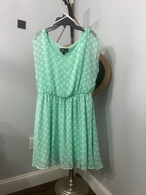 Iz Byer Mint Polka Dot Casual Dress